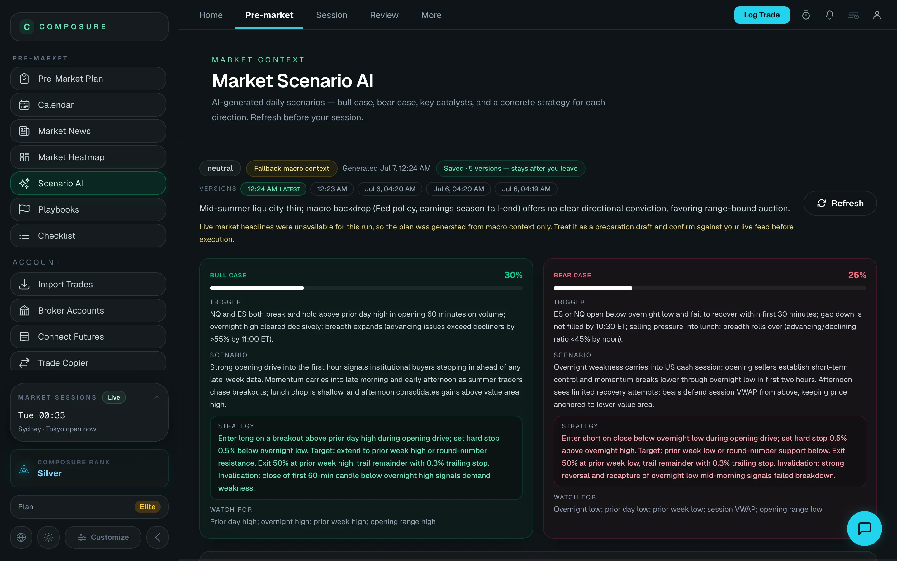 Composure Scenario AI — real product screenshot